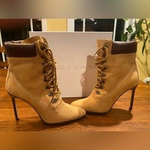 Manolo Blahnik Oklamod 105 timberland style camel/brown calf size 41, New